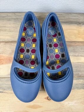 Crocs Crocband Mary Janes Bijou Blue Flats Slip On One Strap Women's Size 8